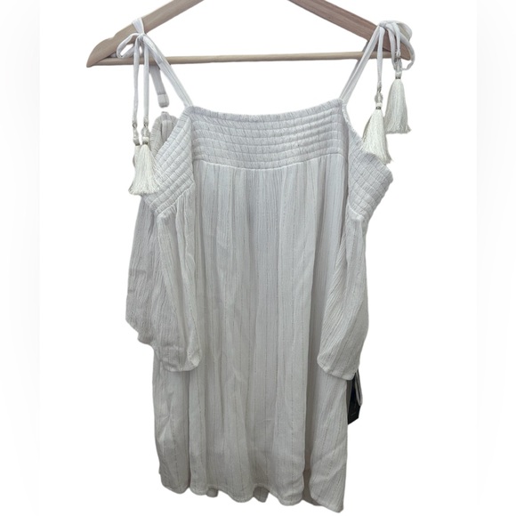 JM Collection Petite Tie-Shoulder Tassel Top - Picture 3 of 9